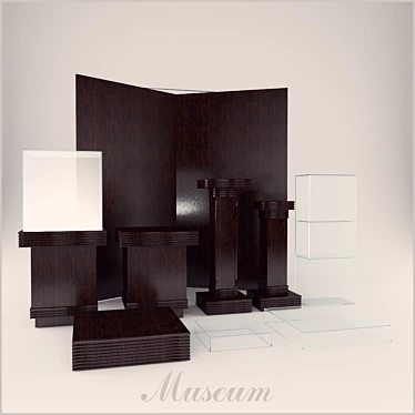 Museum Display Set: Stands, Clipboards, Pedestals 3D model image 1 