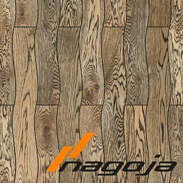 Scalloped Oak Flooring: High-Quality, Textured & Tiled 3D model image 1 