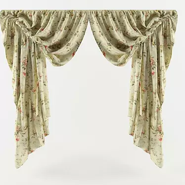 Floral Charm Curtains 3D model image 1 