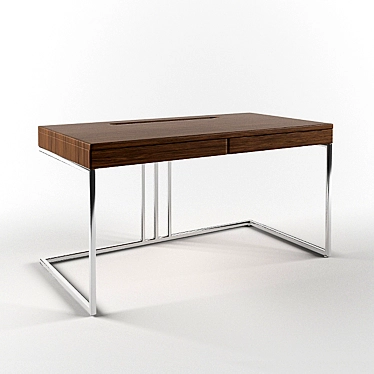 Modern Writing Desk with Cable Management 3D model image 1 