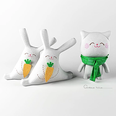 Fluffy Felines and Bouncing Bunnies 3D model image 1 