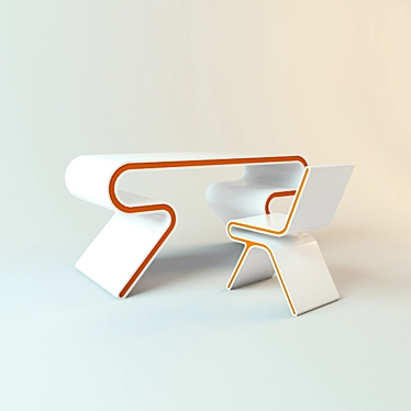 Modern Style Table + Chair 3D model image 1 