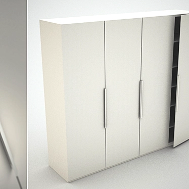 Sleek Aluminum-Front Built-in Closet 3D model image 1 