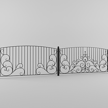 Elegant Wrought Iron Grille 3D model image 1 