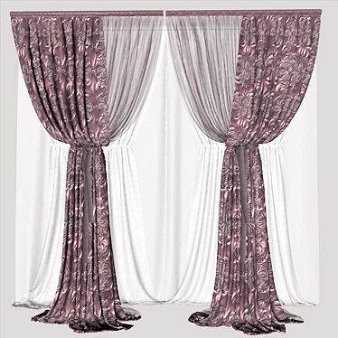 Versatile Textured Curtain Set 3D model image 1 