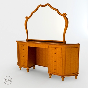 Luxurious Handcrafted Vanity with 9 Drawers 3D model image 1 
