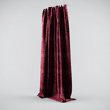 Luxury Velvet Curtain with Classic Design 3D model image 1 