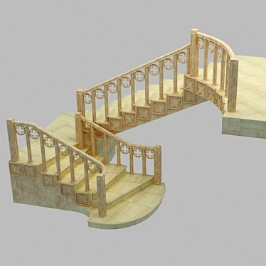 Gothic Stone Ladder 3D model image 1 