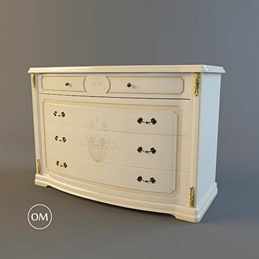 Floriana Beige 4-Drawer Commode 3D model image 1 