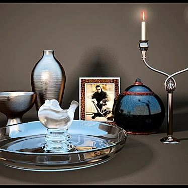 Luxury Decor Set: Ralf Loren Home Frame & Lalique Ashtray 3D model image 1 