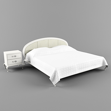 Sleek Bed with Nightstand 3D model image 1 