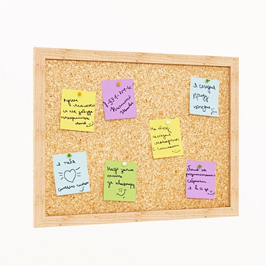 Cork Memo Board: Organizer for Kitchen & Office 3D model image 1 