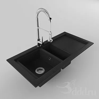 Granite Sink & Chrome Faucet 3D model image 1 