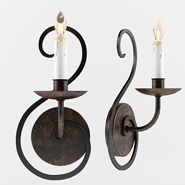 Elegant Iron Candle Sconce 3D model image 1 