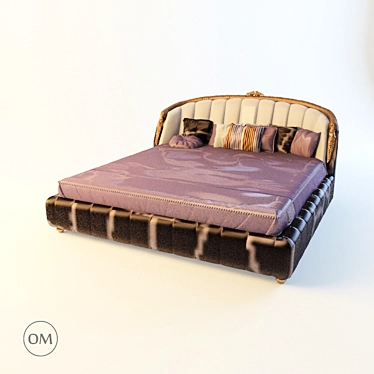 PAOLO LUCCHETTA Zarina Bed with Carved Headboard & Built-in Lighting 3D model image 1 