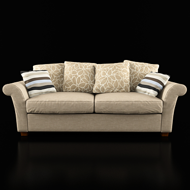 Tuuli 3-Seater Sofa: Mid-Century Scandinavian Elegance 3D model image 1 