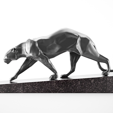 Elegant Panther Art Deco Sculpture 3D model image 1 