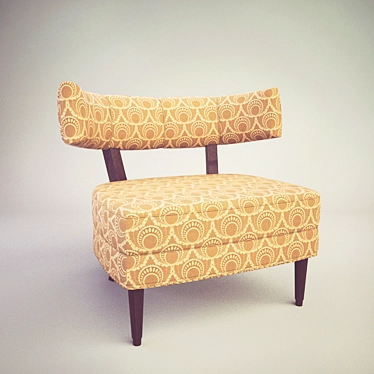 Elegant Fabric and Leather Armchair 3D model image 1 