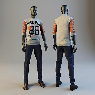 Jeans Sweater Combo | All-Texture Mannequin 3D model image 1 