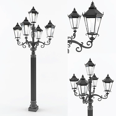 Classic 5-Light Outdoor Lamp 3D model image 1 