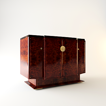 Art Deco Red Wood Chest 3D model image 1 