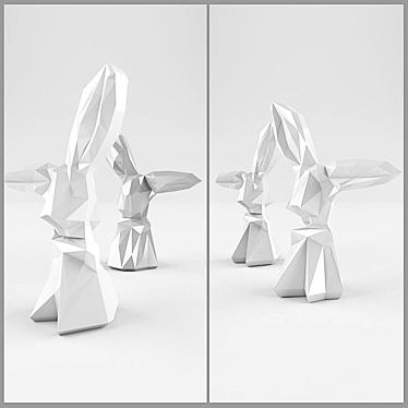 Symmetrical and Simplistic Hare Decor 3D model image 1 