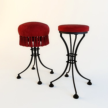 Elegant Iron Barstool 3D model image 1 