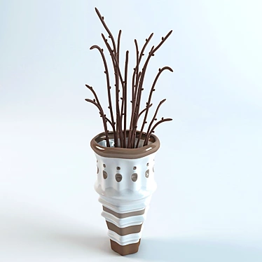 Nature-inspired Vase with Branches 3D model image 1 