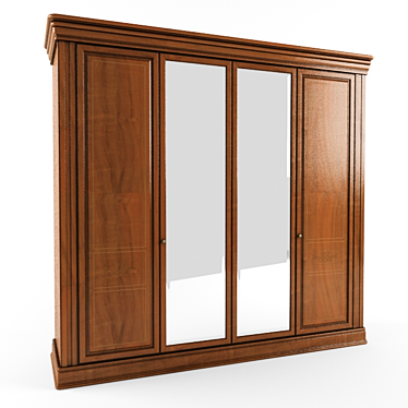 Paganini 4-Door Mirrored Wardrobe 3D model image 1 