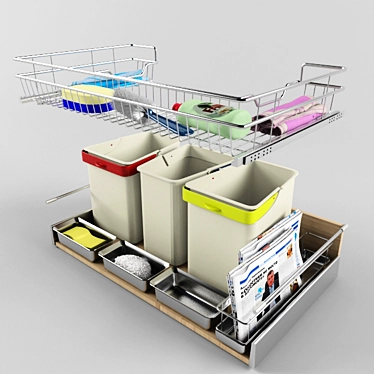 INOXA Under Sink Basket: Maximize Storage Space 3D model image 1 
