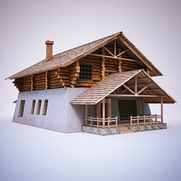 Rustic Log Cabin Retreat 3D model image 1 