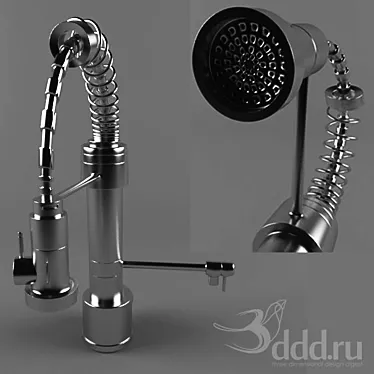 Sleek Stainless Steel Kitchen Faucet 3D model image 1 