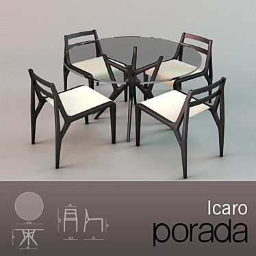 Elegant Icaro 1 Dining Set 3D model image 1 