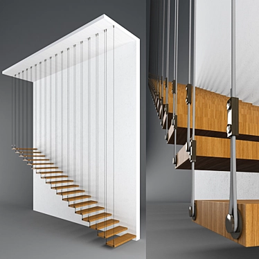 Sleek Cable Staircase 3D model image 1 