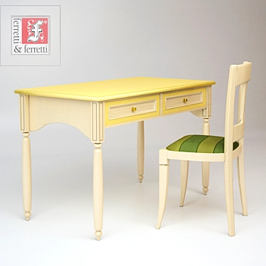 Modern Ferretti Table & Chair Set 3D model image 1 