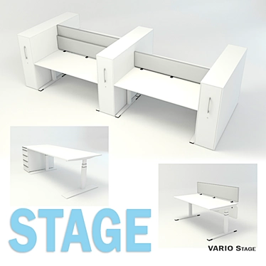 Modern Office Desks Stage 3D model image 1 
