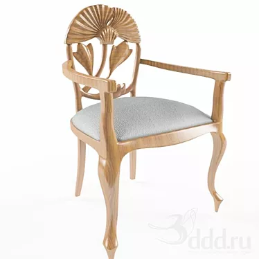 Elegant Wood Teratai Chair 3D model image 1 