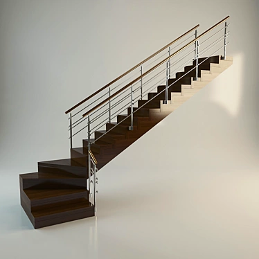 Modern Wooden Ladder 3D model image 1 