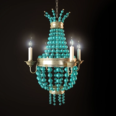 Aqua Beaded Chandelier: Exquisite Elegance 3D model image 1 
