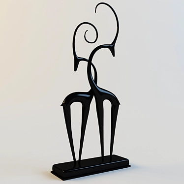 Elegant Antelope Statuette 3D model image 1 