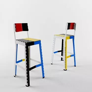 Sleek Stitch Stool 3D model image 1 