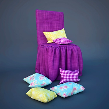 Stylish Chair Cover with Cushions 3D model image 1 