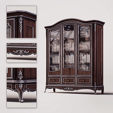 Elegant Wood Bookcase 3D model image 1 