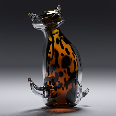 Handcrafted Blown Glass Cat 3D model image 1 