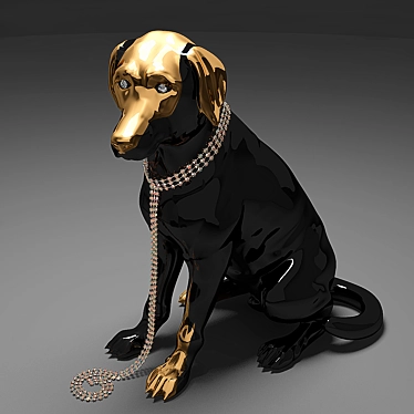 Elegant Setter Dog Figurine 3D model image 1 