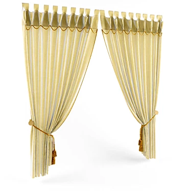 Elegant Laced Loop Curtain 3D model image 1 