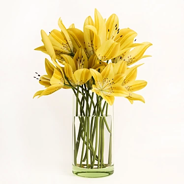 Radiant Yellow Lily Bouquet 3D model image 1 