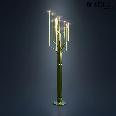 Golden Brass Torchiere Floor Lamp 3D model image 1 