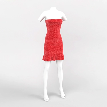 Ruby Red Midi Dress 3D model image 1 