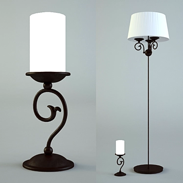 Elegant Floor Lamp with Candlestick Stand 3D model image 1 